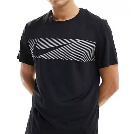 Nike Black Dri-FIT Miler Flash UV Short Sleeve Running Top